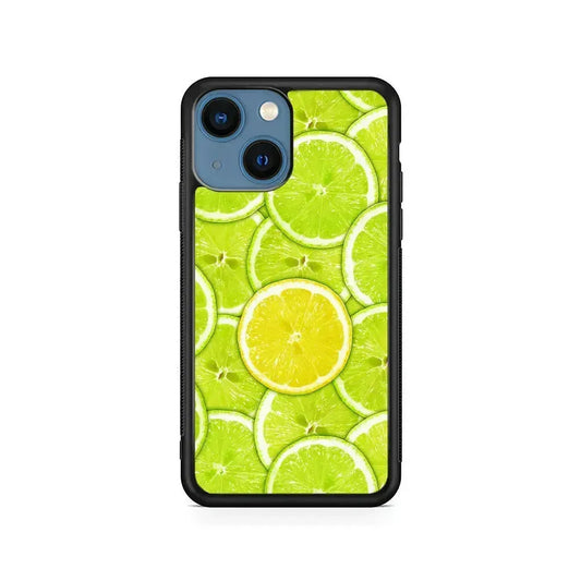 Lime Slice Citrus Fruit iPhone 13 Mini Case-Rubber / Black (2D Case)-Xtracase