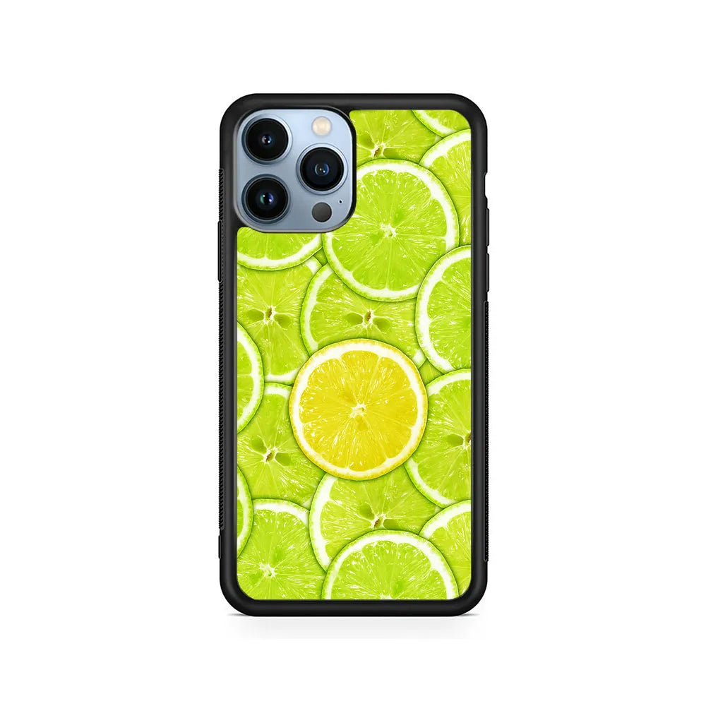 Lime Slice Citrus Fruit iPhone 13 Pro Max Case-Rubber / Black (2D Case)-Xtracase