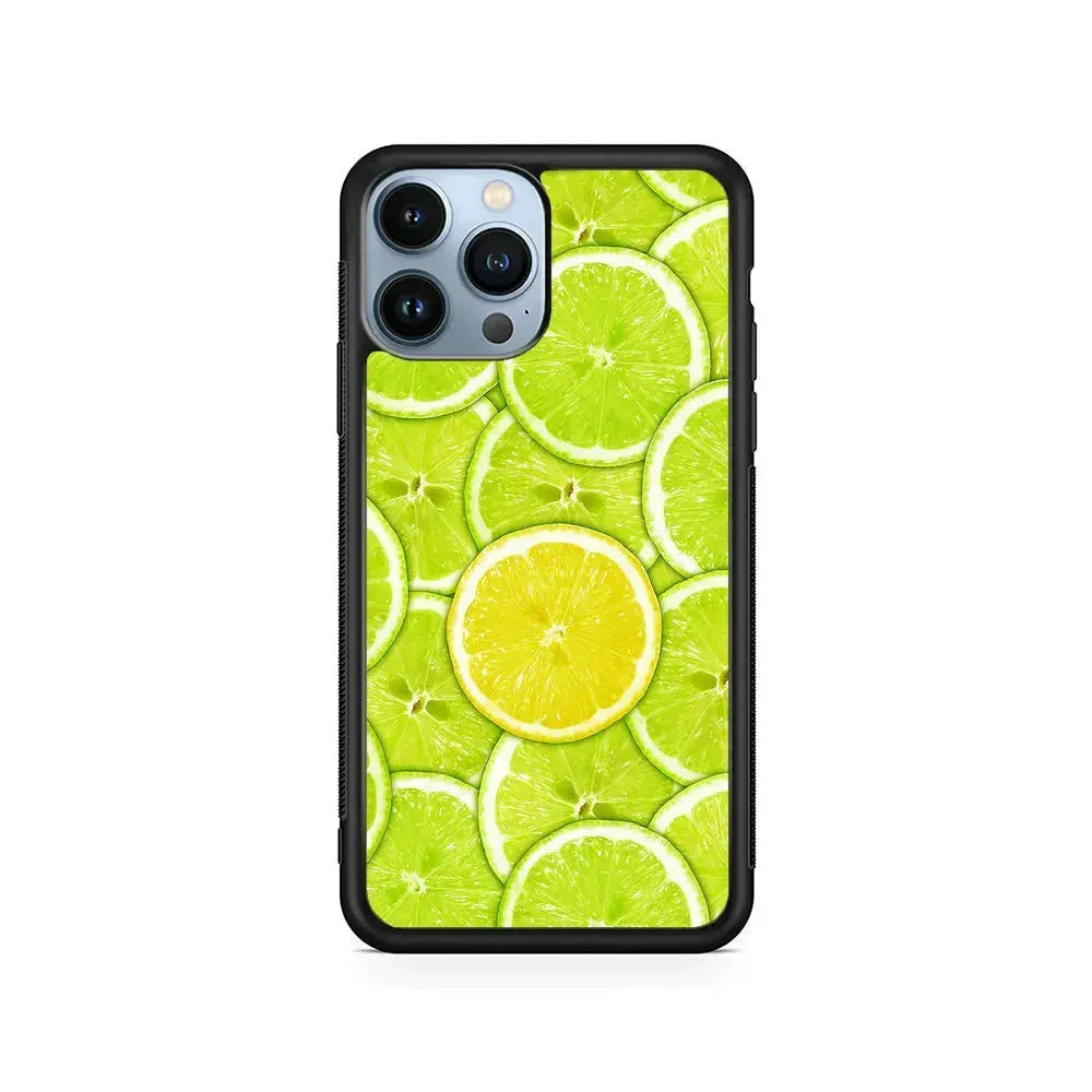 Lime Slice Citrus Fruit iPhone 15 Pro Max Case-Rubber / Black (2D Case)-Xtracase