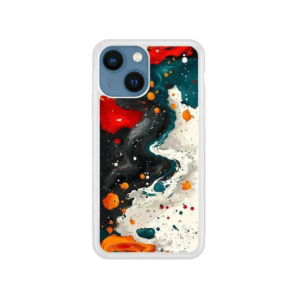 Liquid Abstract Painting Art iPhone 13 Mini Case-Rubber / White (2D Case)-Xtracase