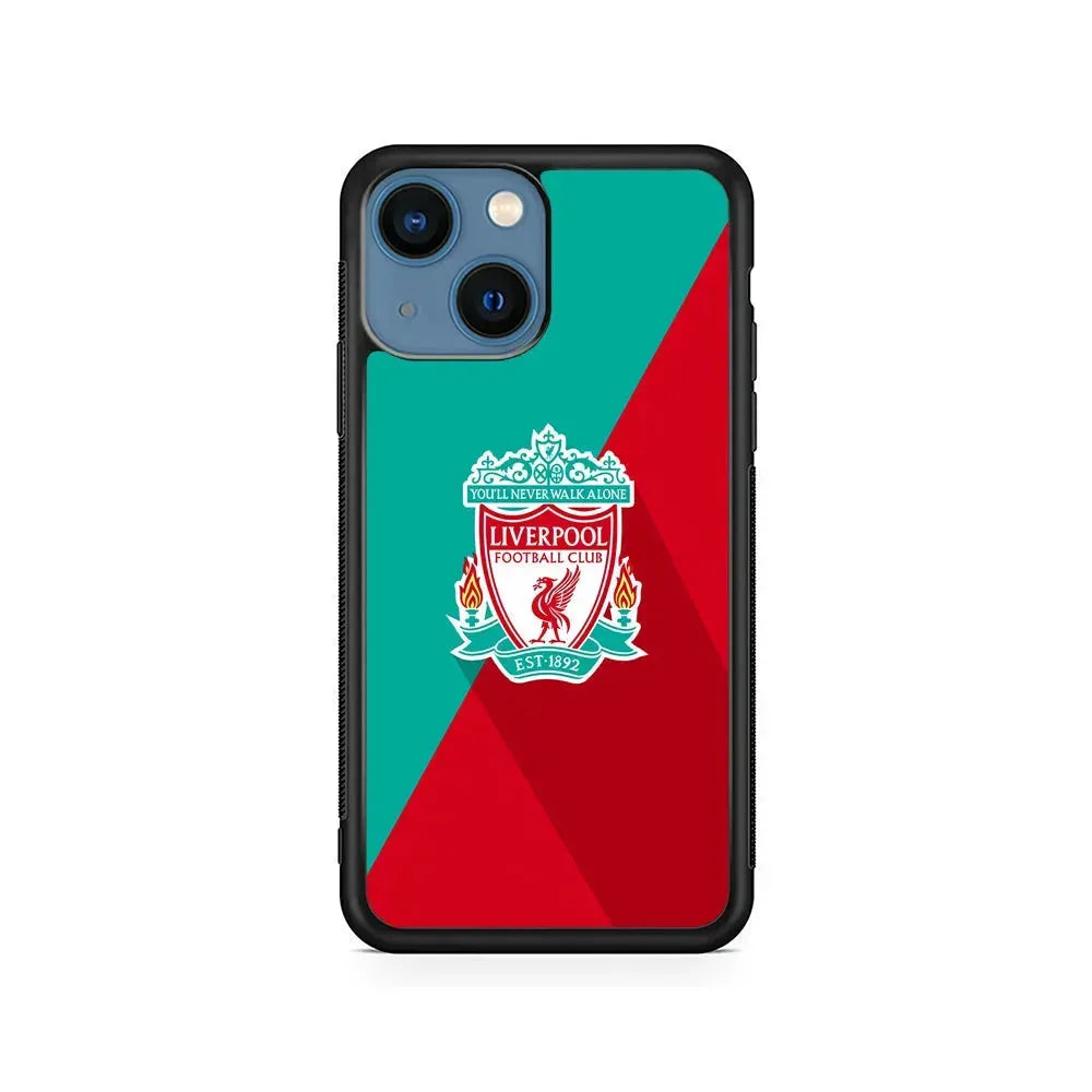 Liverpool FC Green Red iPhone 13 Mini Case-Rubber / Black (2D Case)-Xtracase