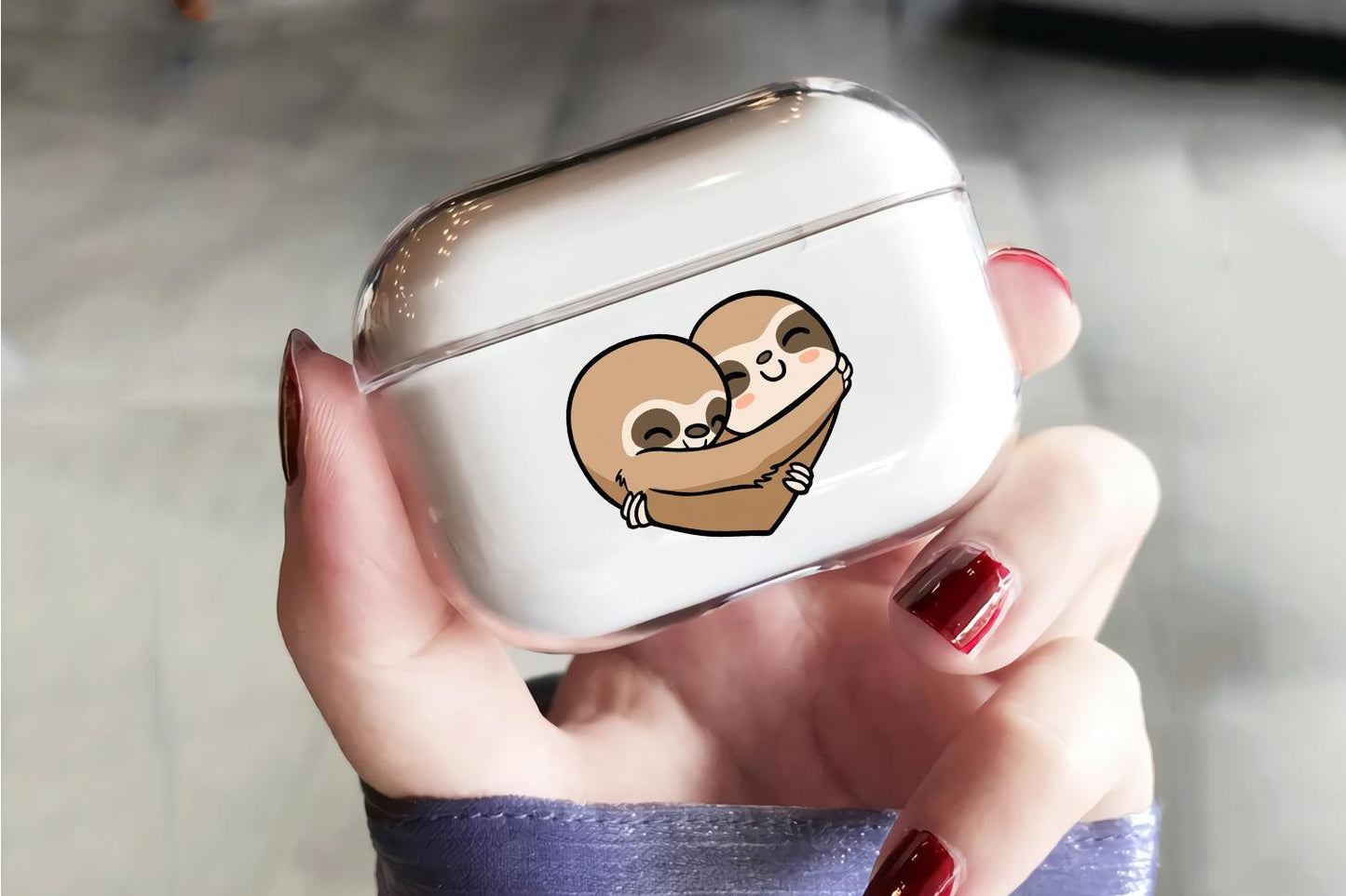 Love Sloth Apple Airpod Pro 2 Clear Case-Xtracase
