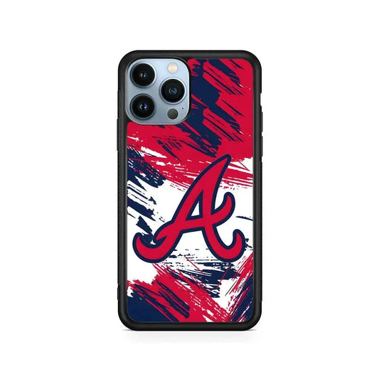 MLB Atlanta Braves Logo iPhone 15 Pro Max Case-Rubber / Black (2D Case)-Xtracase