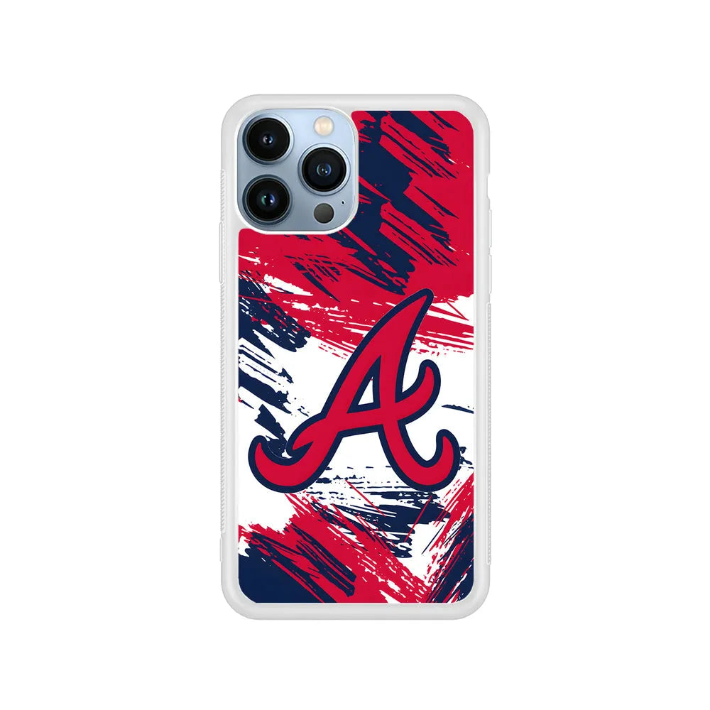 MLB Atlanta Braves Logo iPhone 13 Pro Case-Rubber / White (2D Case)-Xtracase