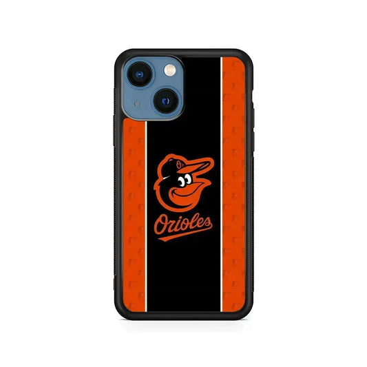 MLB Baltimore Orioles Team iPhone 13 Mini Case-Rubber / Black (2D Case)-Xtracase
