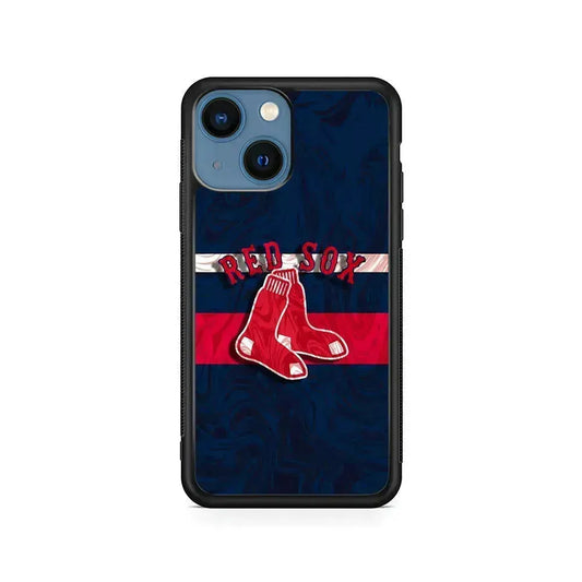 MLB Boston Red Sox Logo iPhone 13 Mini Case-Rubber / Black (2D Case)-Xtracase
