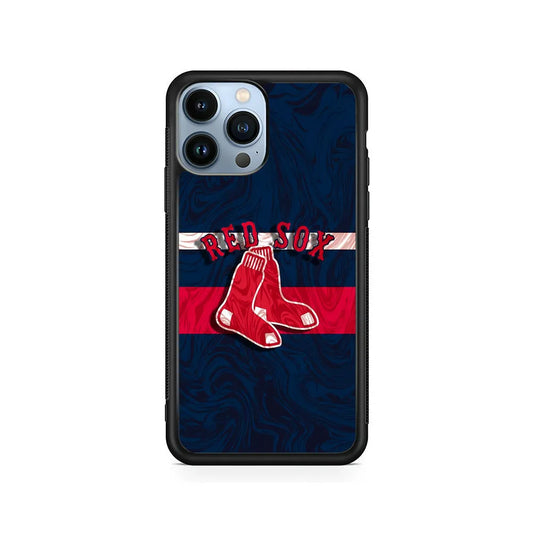 MLB Boston Red Sox Logo iPhone 13 Pro Case-Rubber / Black (2D Case)-Xtracase