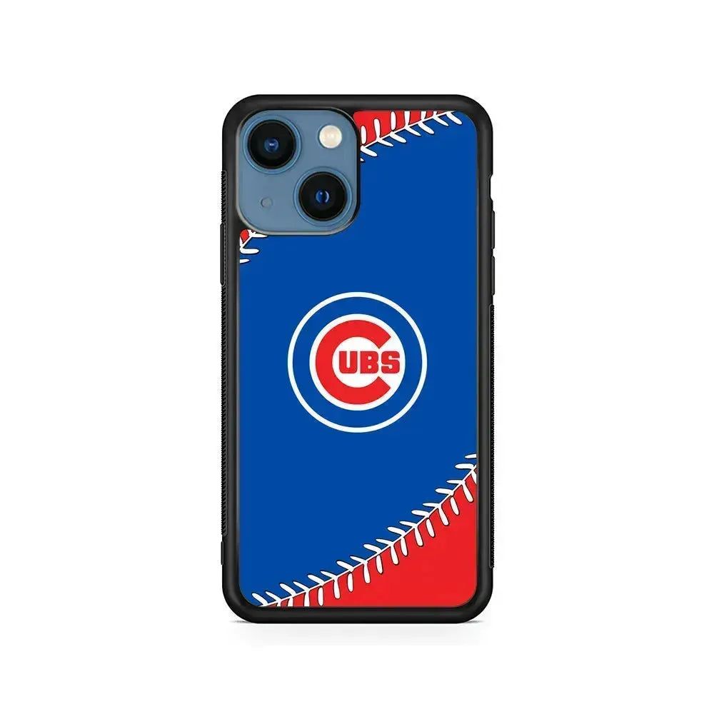 MLB Chicago Cubs Ball iPhone 13 Mini Case-Rubber / Black (2D Case)-Xtracase