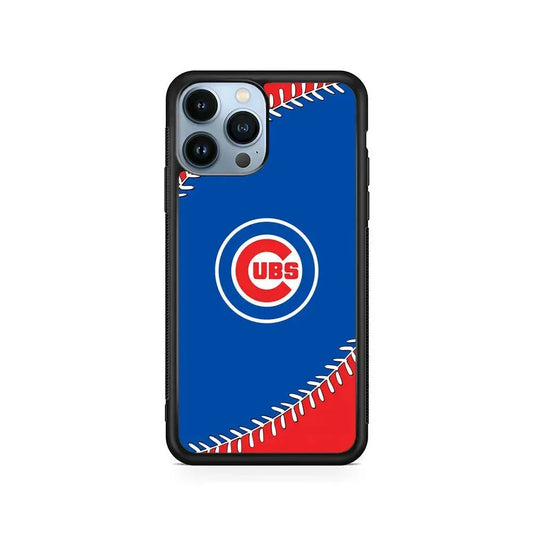 MLB Chicago Cubs Ball iPhone 15 Pro Max Case-Rubber / Black (2D Case)-Xtracase