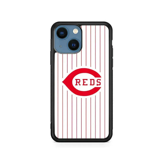 MLB Cincinnati Reds Team iPhone 13 Mini Case-Rubber / Black (2D Case)-Xtracase