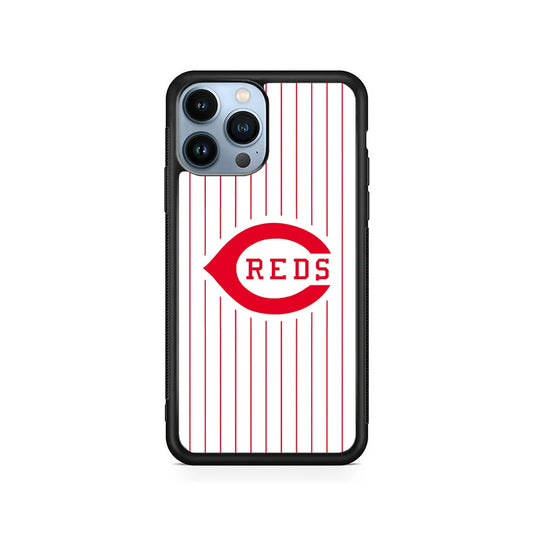MLB Cincinnati Reds Team iPhone 13 Pro Case-Rubber / Black (2D Case)-Xtracase