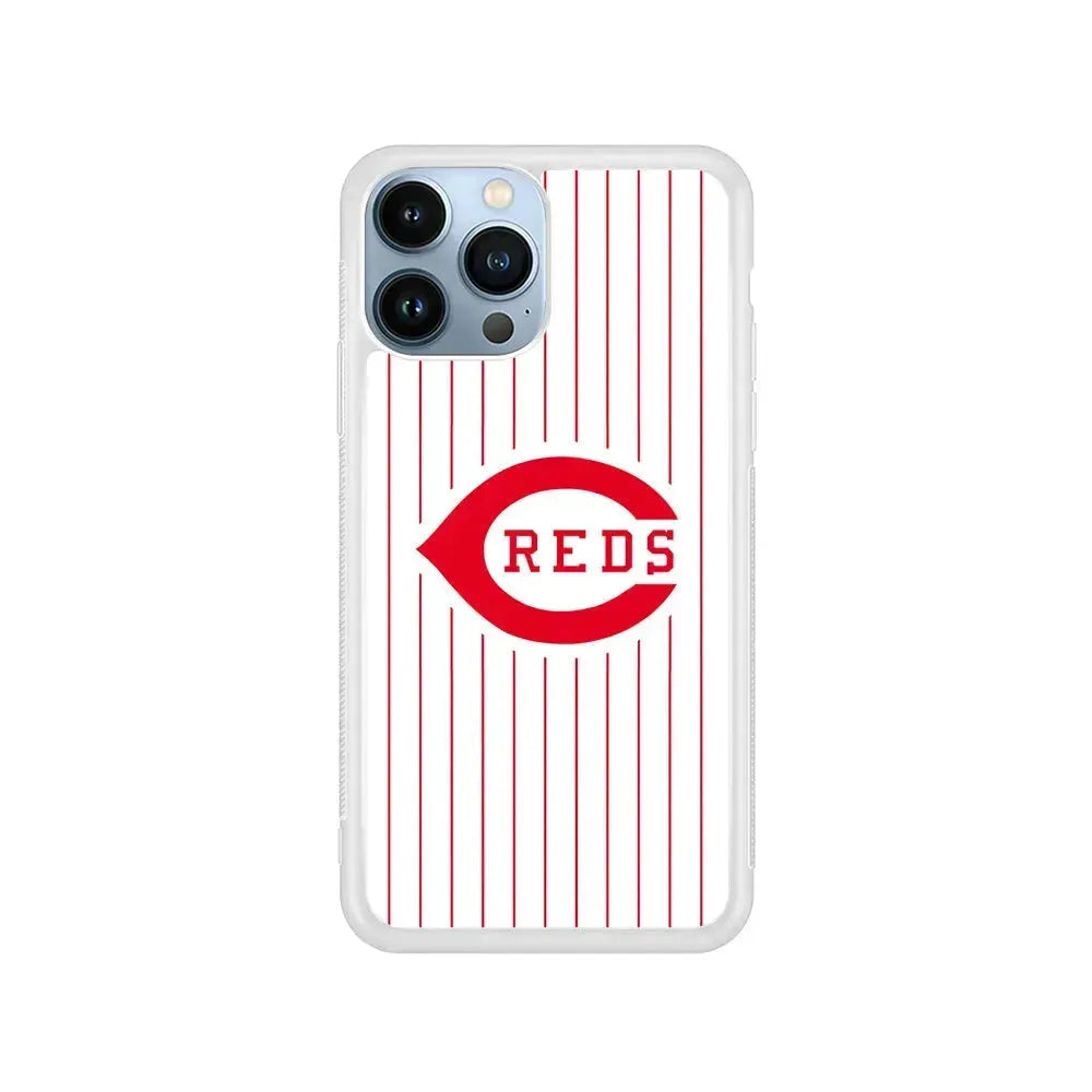 MLB Cincinnati Reds Team iPhone 15 Pro Max Case-Rubber / White (2D Case)-Xtracase