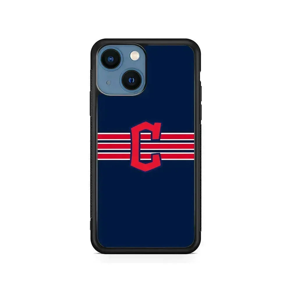 MLB Cleveland Guardians Team iPhone 13 Mini Case-Rubber / Black (2D Case)-Xtracase
