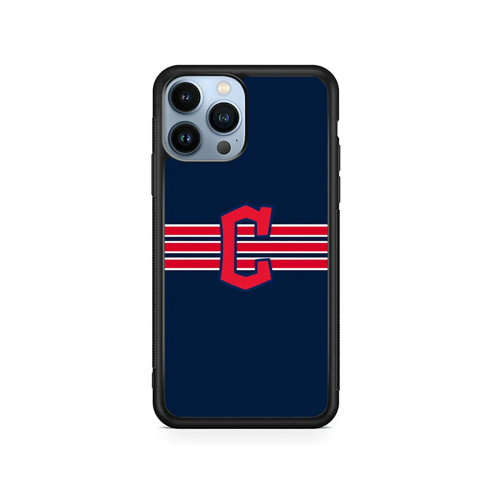 MLB Cleveland Guardians Team iPhone 13 Pro Max Case-Rubber / Black (2D Case)-Xtracase