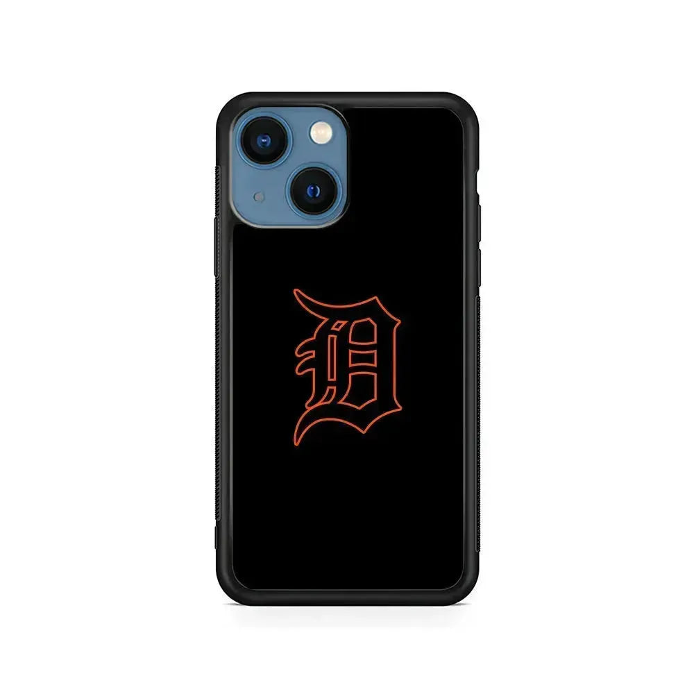 MLB Detroit Tigers Team iPhone 13 Mini Case-Rubber / Black (2D Case)-Xtracase