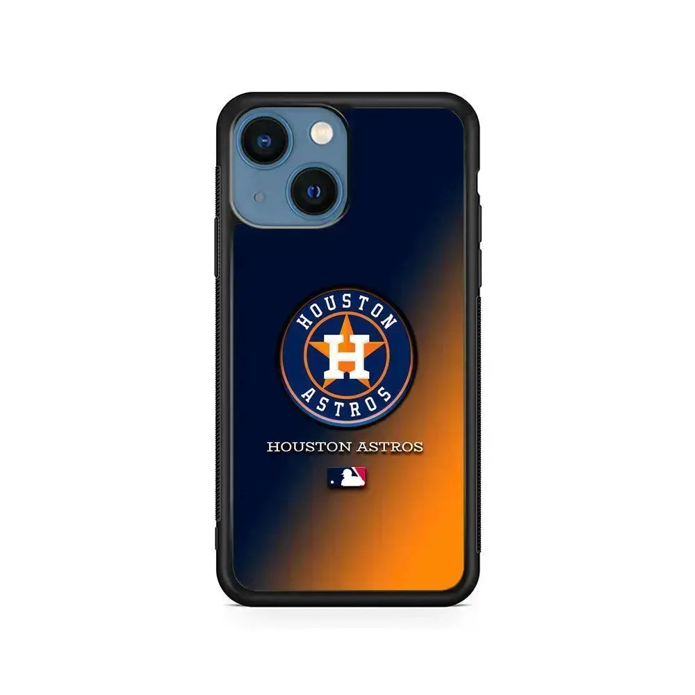 MLB Houston Astros Logo iPhone 13 Mini Case-Rubber / Black (2D Case)-Xtracase