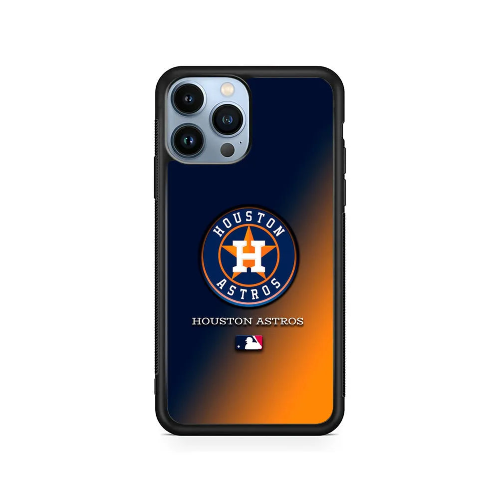 MLB Houston Astros Logo iPhone 13 Pro Max Case-Rubber / Black (2D Case)-Xtracase