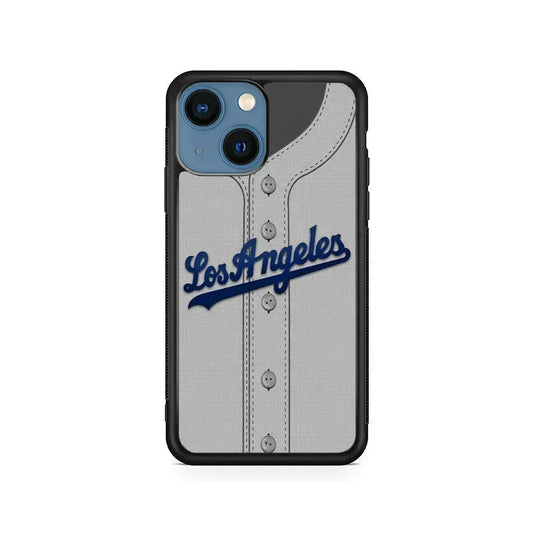 MLB Los Angeles Dodgers Jersey iPhone 13 Mini Case-Rubber / Black (2D Case)-Xtracase