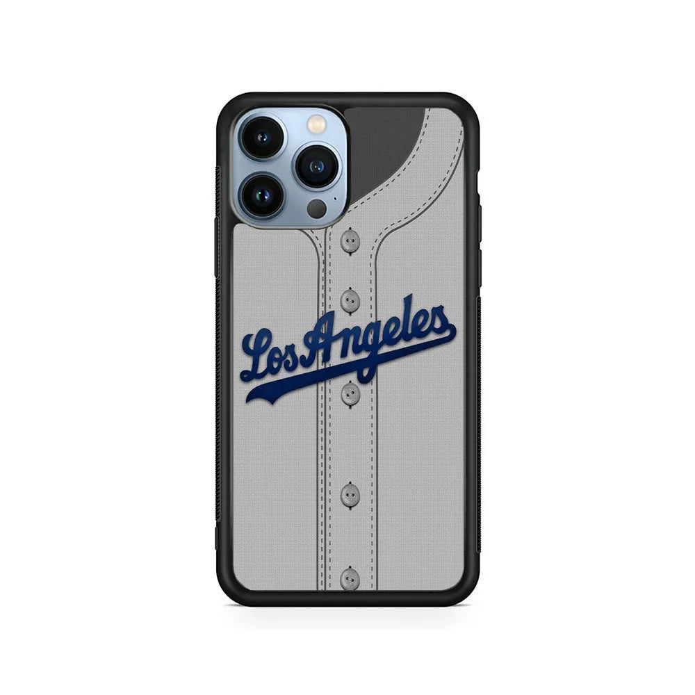 MLB Los Angeles Dodgers Jersey iPhone 13 Pro Max Case-Rubber / Black (2D Case)-Xtracase