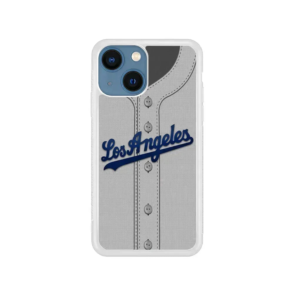 MLB Los Angeles Dodgers Jersey iPhone 13 Mini Case-Rubber / White (2D Case)-Xtracase