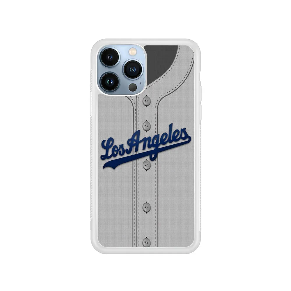 MLB Los Angeles Dodgers Jersey iPhone 13 Pro Case-Rubber / White (2D Case)-Xtracase