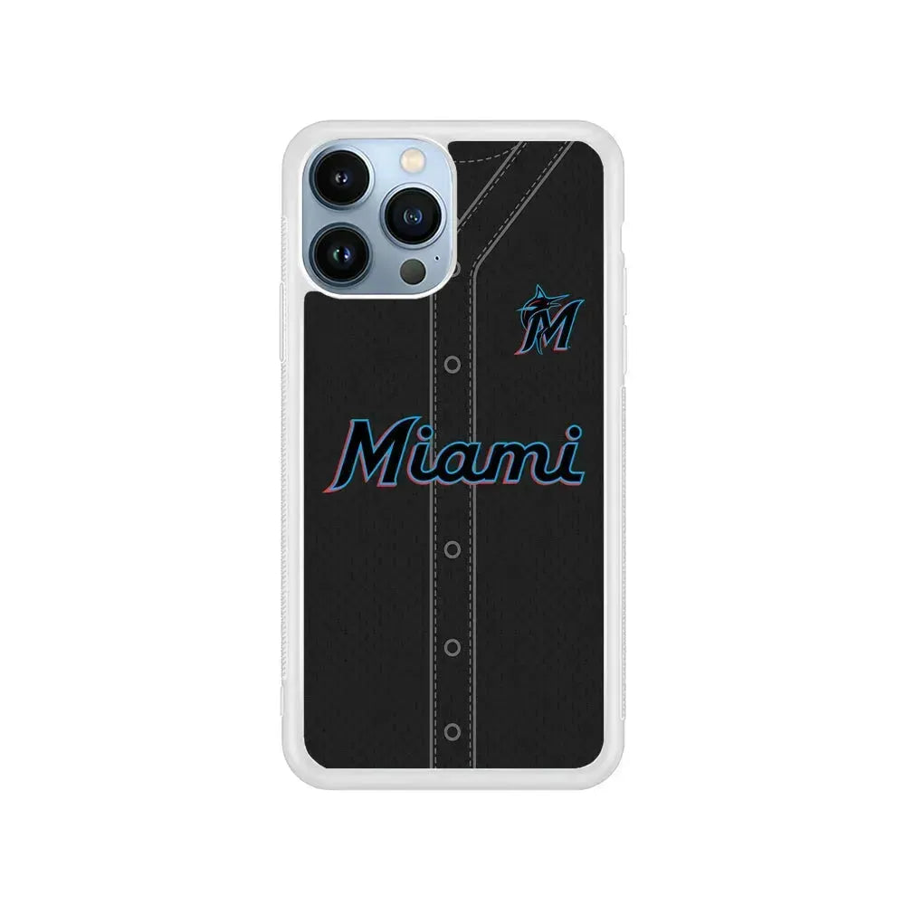 MLB Miami Marlins Jersey iPhone 15 Pro Max Case-Rubber / White (2D Case)-Xtracase