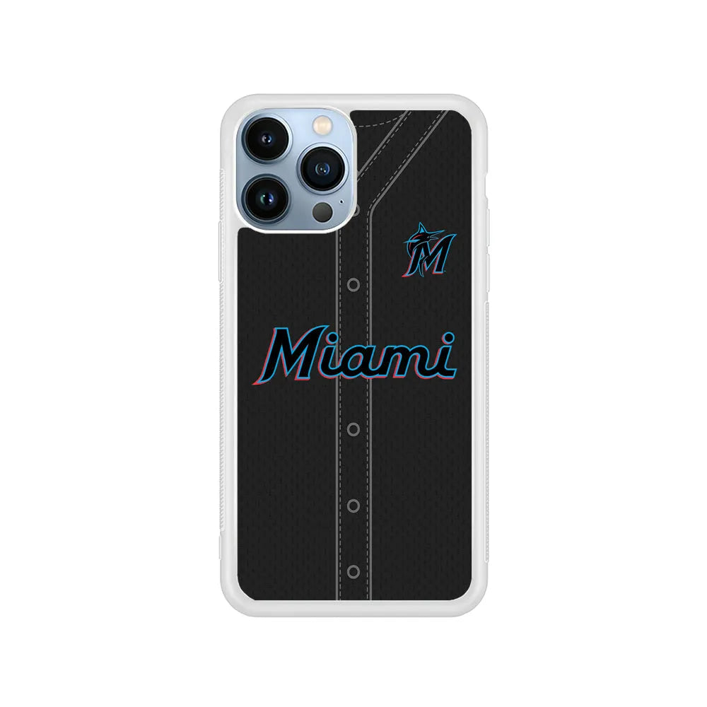 MLB Miami Marlins Jersey iPhone 13 Pro Case-Rubber / White (2D Case)-Xtracase