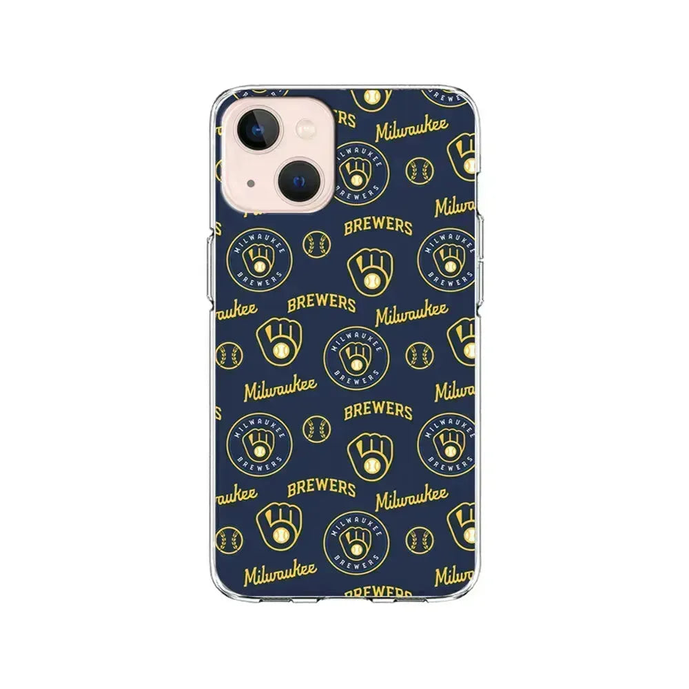 MLB Milwaukee Brewers Pattern iPhone 13 Mini Case-Clear Soft Case-Xtracase
