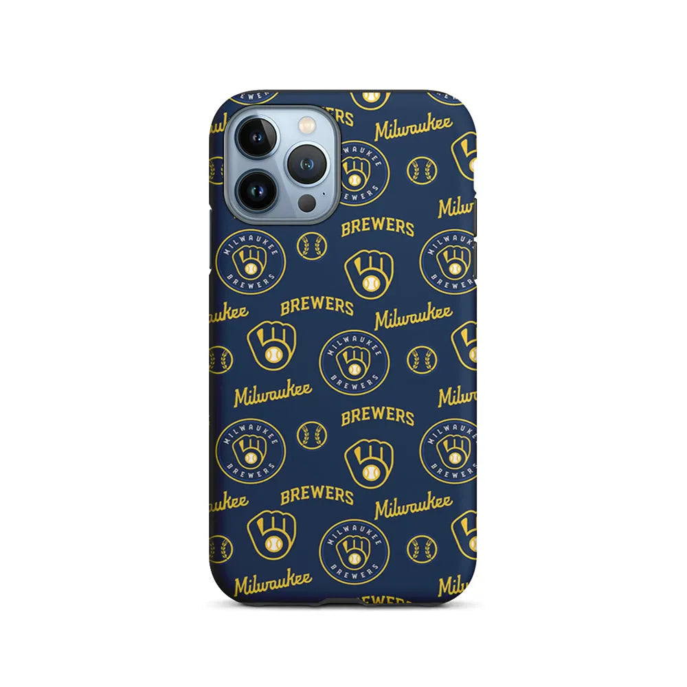 MLB Milwaukee Brewers Pattern iPhone 13 Pro Case-2 in 1 Tough Case-Xtracase