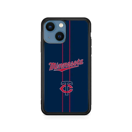 MLB Minnesota Twins Red Line iPhone 13 Mini Case-Rubber / Black (2D Case)-Xtracase
