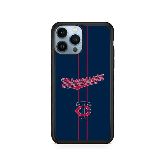 MLB Minnesota Twins Red Line iPhone 15 Pro Max Case-Rubber / Black (2D Case)-Xtracase