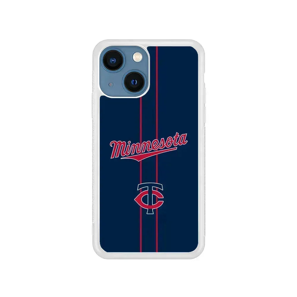 MLB Minnesota Twins Red Line iPhone 13 Mini Case-Rubber / White (2D Case)-Xtracase