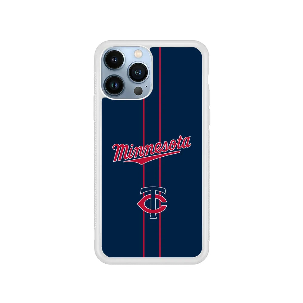 MLB Minnesota Twins Red Line iPhone 13 Pro Max Case-Rubber / White (2D Case)-Xtracase