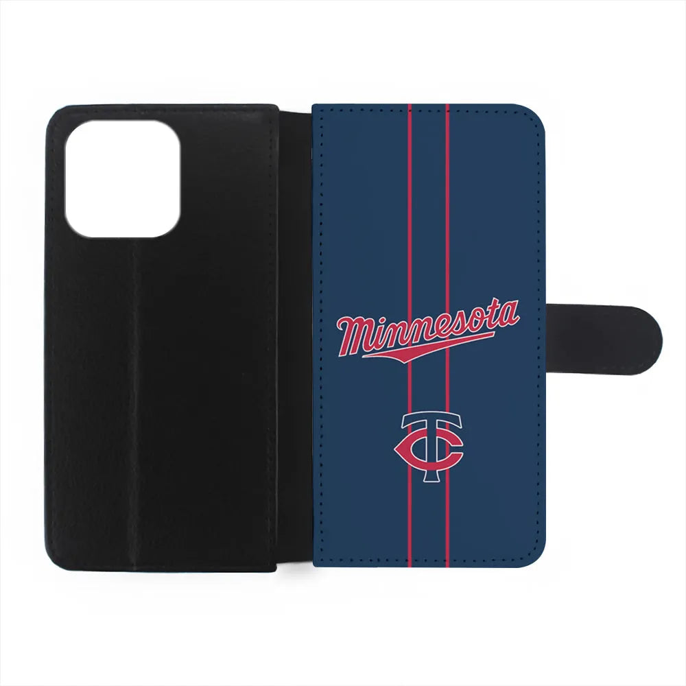 MLB Minnesota Twins Red Line iPhone 13 Pro Case-Flip Wallet Case-Xtracase