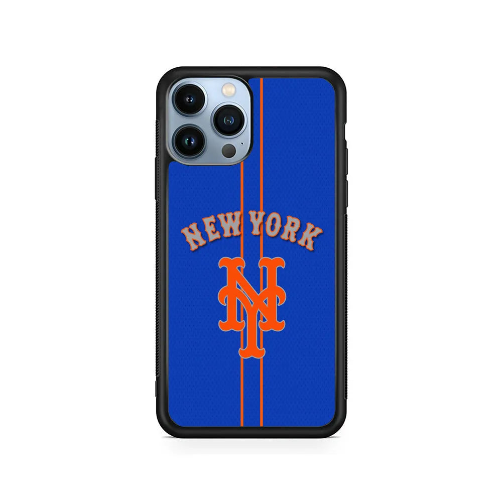 MLB New York Mets Team iPhone 13 Pro Case-Rubber / Black (2D Case)-Xtracase