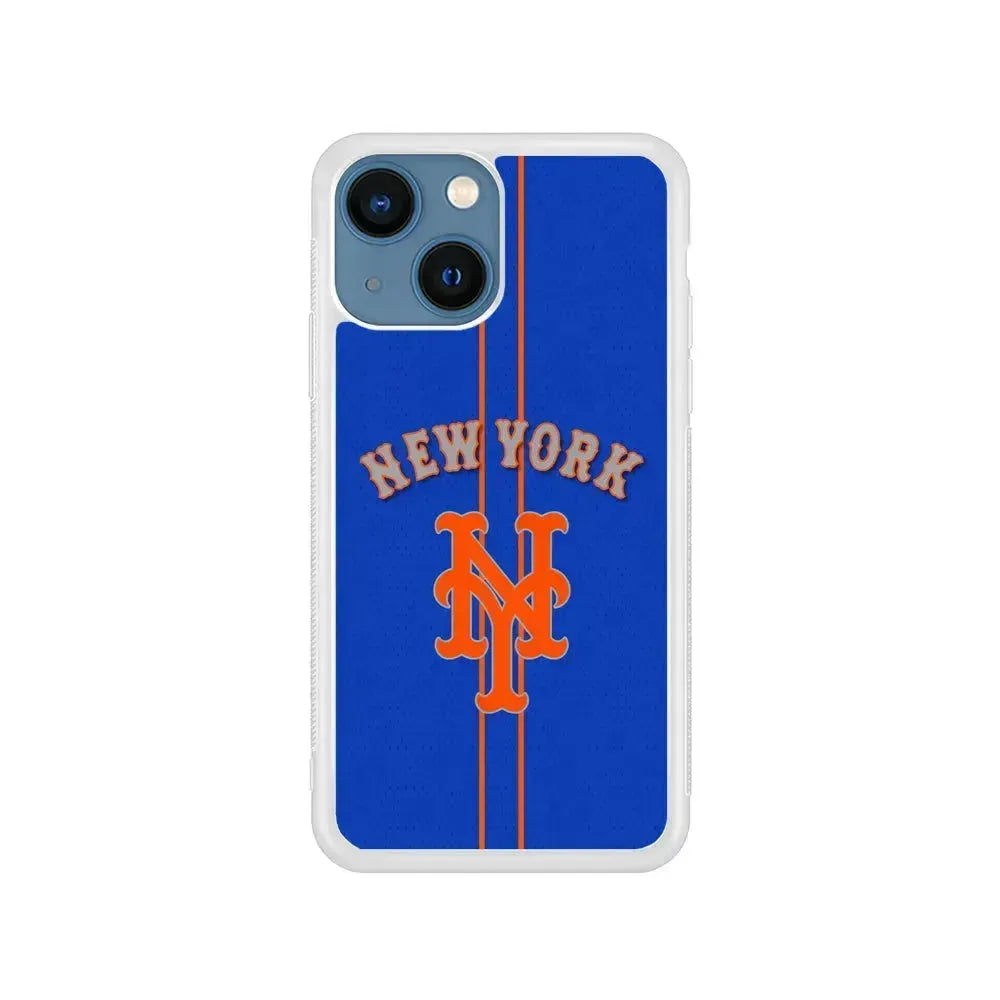 MLB New York Mets Team iPhone 13 Mini Case-Rubber / White (2D Case)-Xtracase
