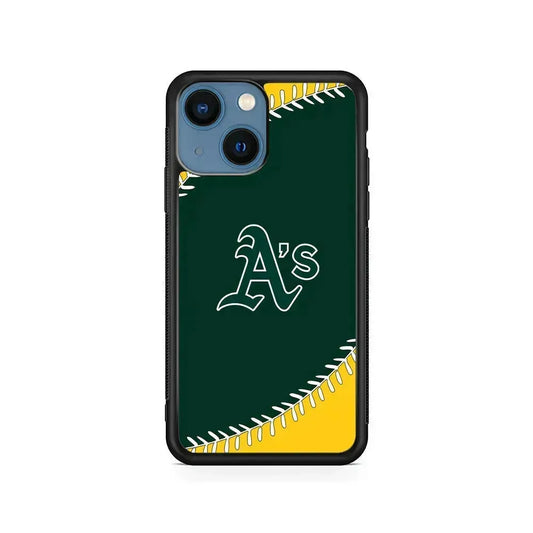 MLB Oakland Athletics Team iPhone 13 Mini Case-Rubber / Black (2D Case)-Xtracase