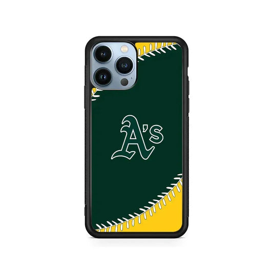 MLB Oakland Athletics Team iPhone 15 Pro Max Case-Rubber / Black (2D Case)-Xtracase