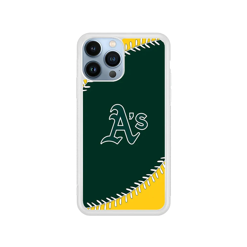 MLB Oakland Athletics Team iPhone 13 Pro Max Case-Rubber / White (2D Case)-Xtracase