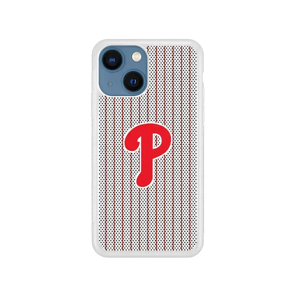 MLB Philadelphia Phillies Team iPhone 13 Mini Case-Rubber / White (2D Case)-Xtracase