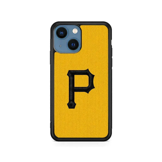 MLB Pittsburgh Pirates Pattern iPhone 13 Mini Case-Rubber / Black (2D Case)-Xtracase