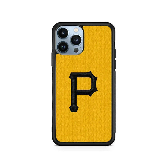 MLB Pittsburgh Pirates Pattern iPhone 15 Pro Max Case-Rubber / Black (2D Case)-Xtracase