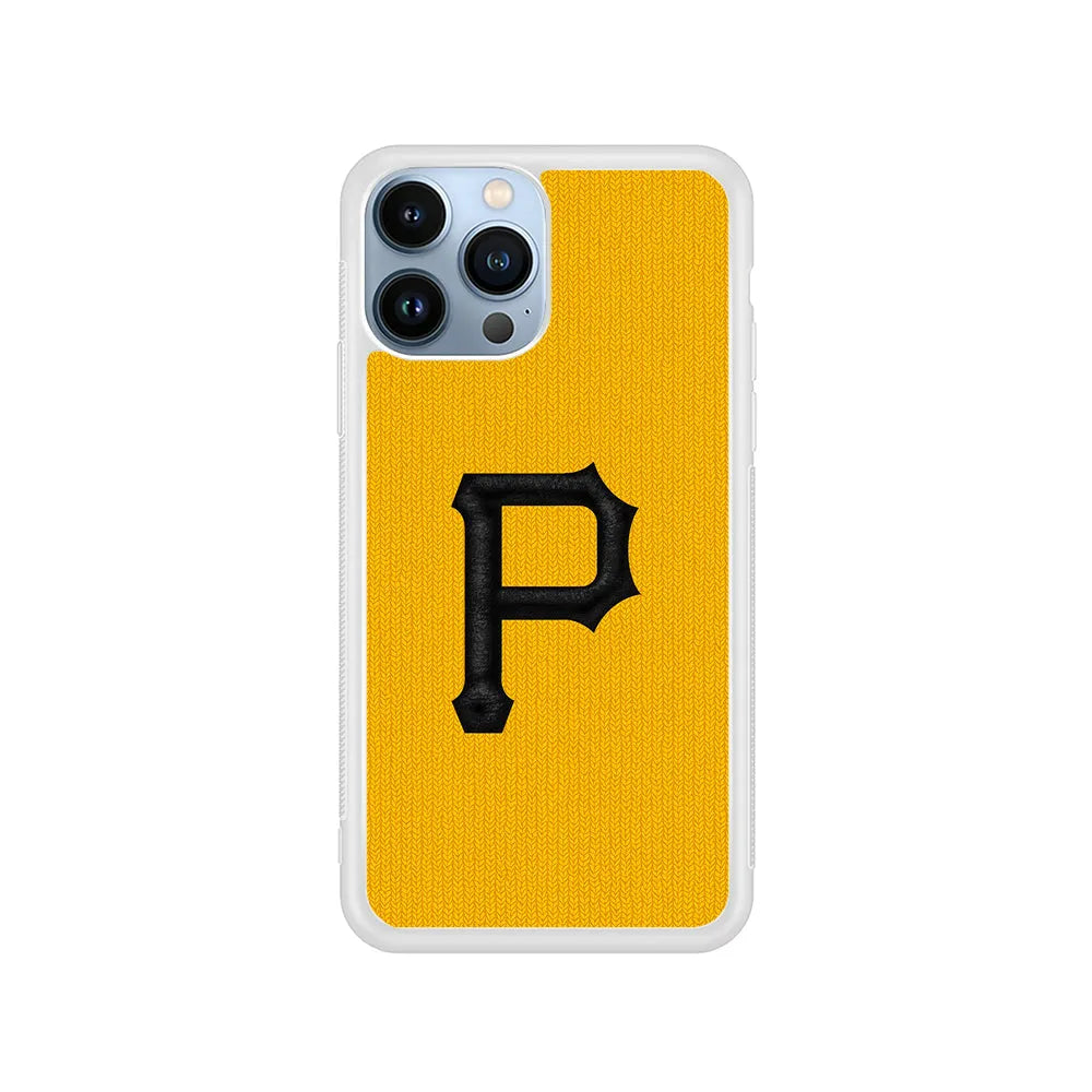 MLB Pittsburgh Pirates Pattern iPhone 13 Pro Case-Rubber / White (2D Case)-Xtracase
