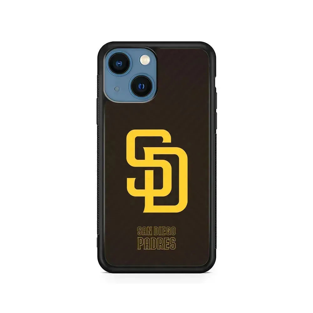 MLB San Diego Padres Team iPhone 13 Mini Case-Rubber / Black (2D Case)-Xtracase