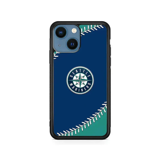 MLB Seattle Mariners Team iPhone 13 Mini Case-Rubber / Black (2D Case)-Xtracase
