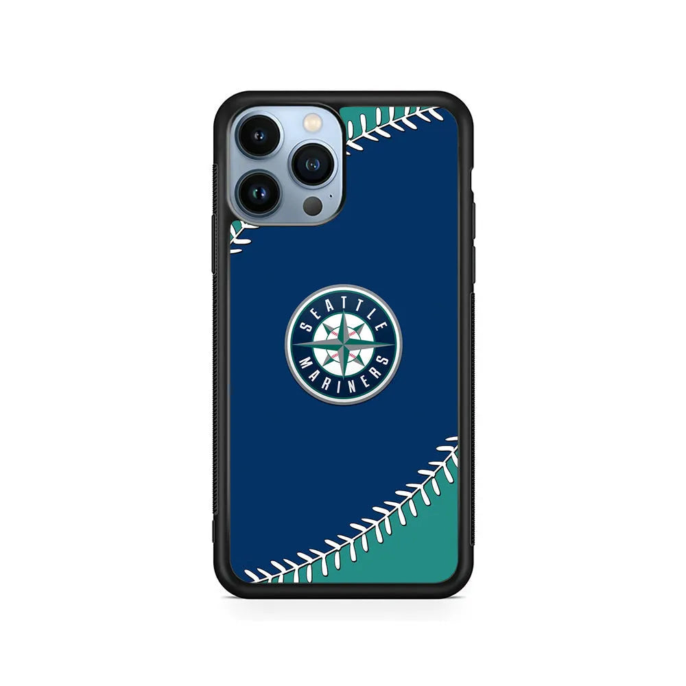 MLB Seattle Mariners Team iPhone 13 Pro Case-Rubber / Black (2D Case)-Xtracase