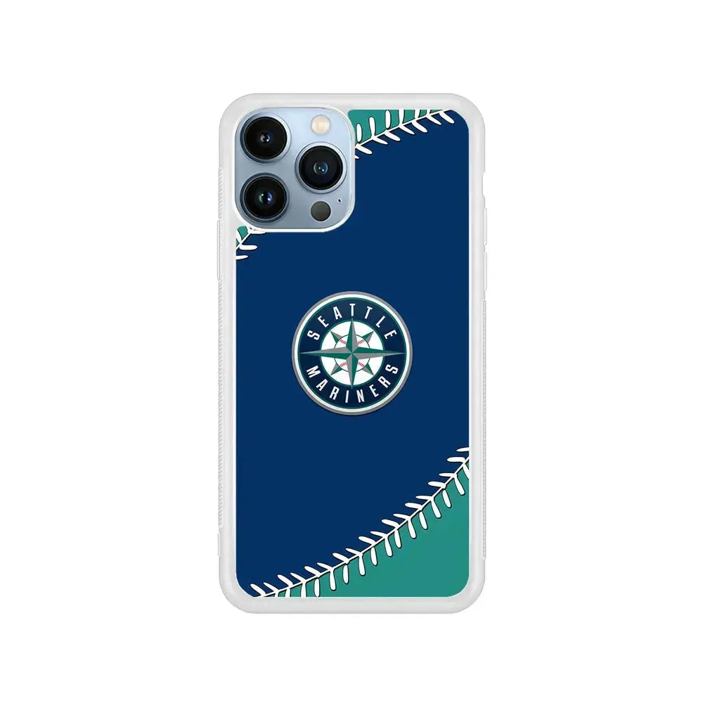 MLB Seattle Mariners Team iPhone 15 Pro Max Case-Rubber / White (2D Case)-Xtracase