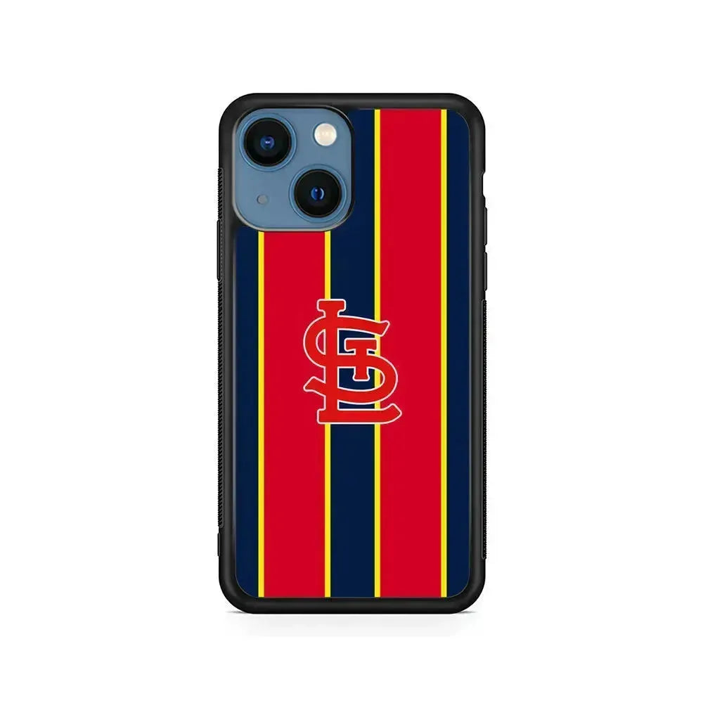 MLB St Louis Cardinals Logo iPhone 13 Mini Case-Rubber / Black (2D Case)-Xtracase