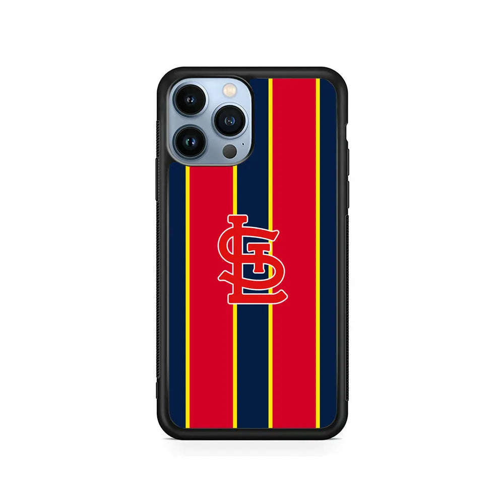 MLB St Louis Cardinals Logo iPhone 13 Pro Case-Rubber / Black (2D Case)-Xtracase