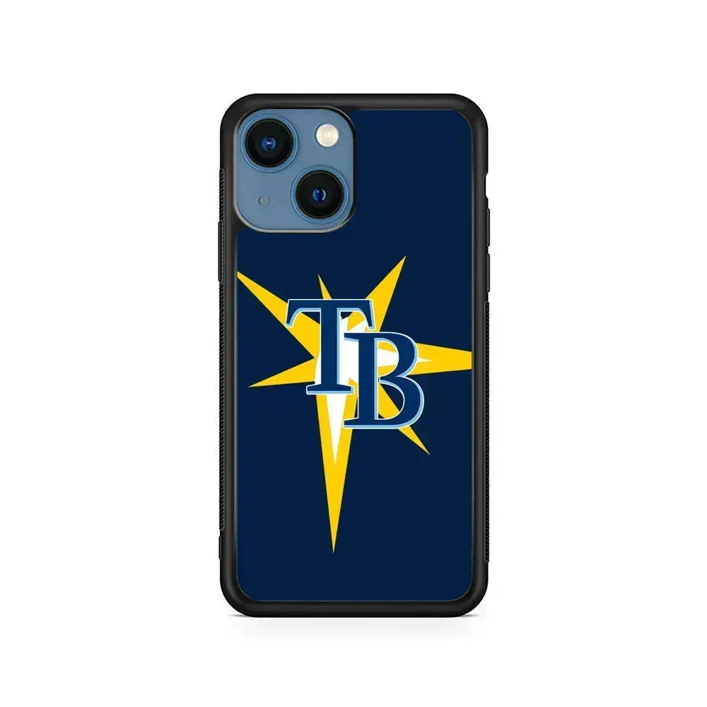 MLB Tampa Bay Rays Team iPhone 13 Mini Case-Rubber / Black (2D Case)-Xtracase